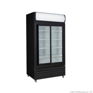 Thermaster Two Sliding Glass Door Colourbond Upright Drink Fridge Black LG-1000SDBP