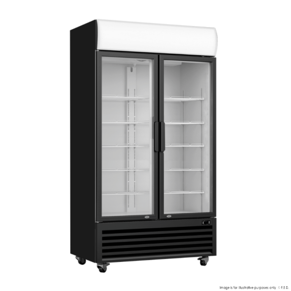 Thermaster Large Two Glass Door Colourbond Upright Drink Fridge LG-1200P