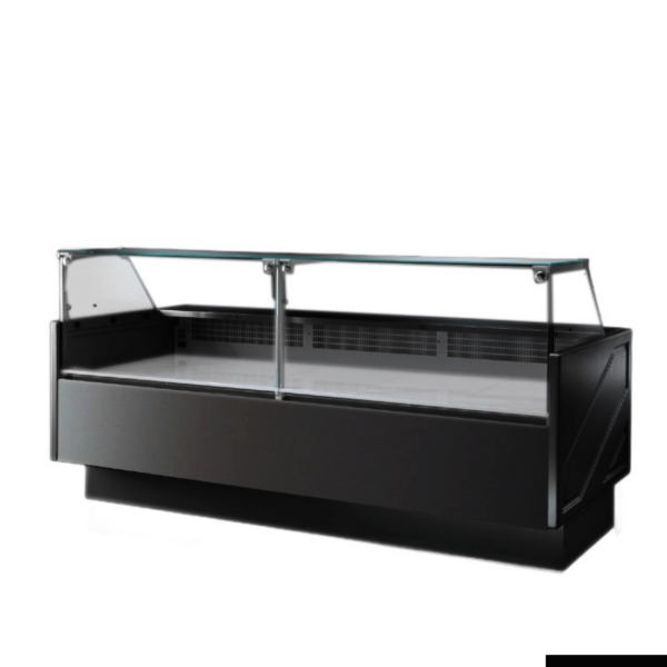 Tecnodom Serie MR80 Black 2480mm Wide Deli Display with Storage and Castors TDMR-0825B