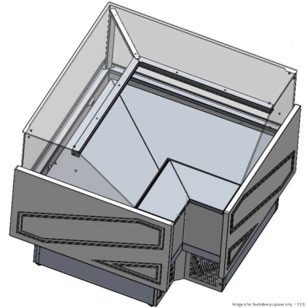 Tecnodom Series MR9.5 Black Corner Deli Display w/ Storage and Castors TDMR-I