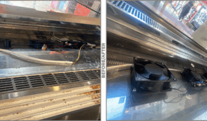 Fan motors in refrigerated display case replaced